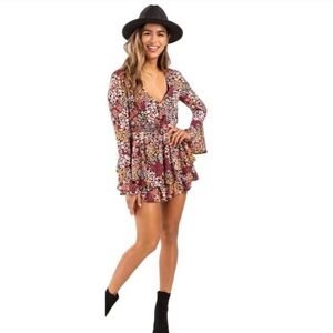 Mi Ami Floral Bell Sleeve Multicolor Flower Romper - Size S